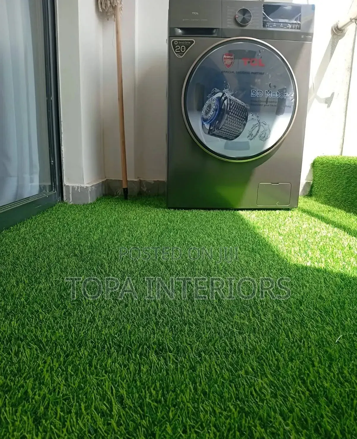Laundry Area Rug Water Resistant Artificial Grass Carpets for Balcony