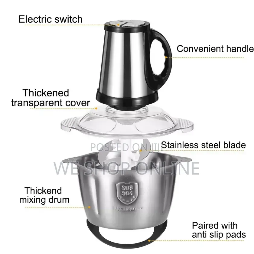 2ltr, 800w Stainless Steel Meat Blender Meat Mincer Grinder