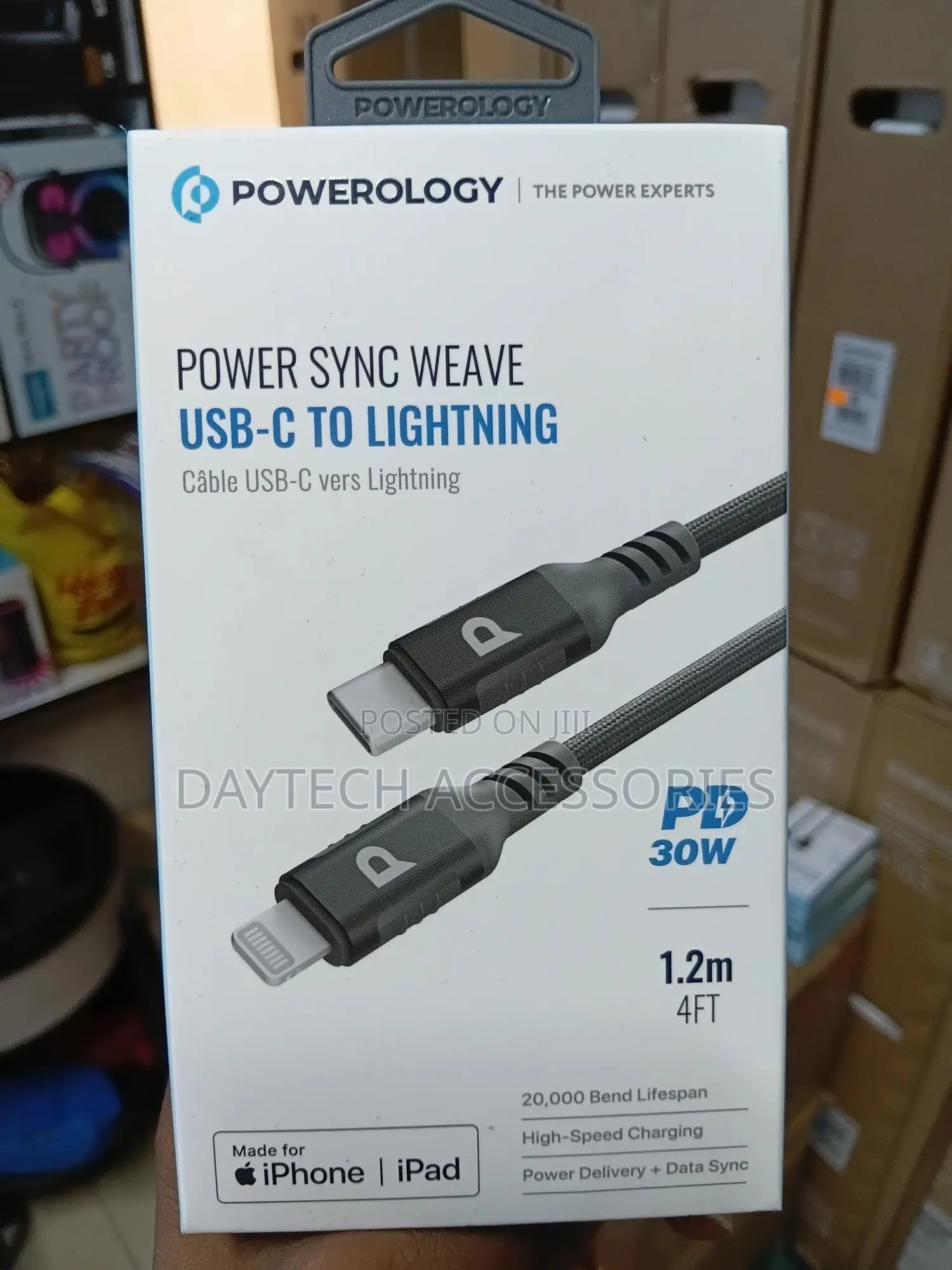 Powerology Power Sync Weave Usb-C to Lightning Head Cable Pd 30w