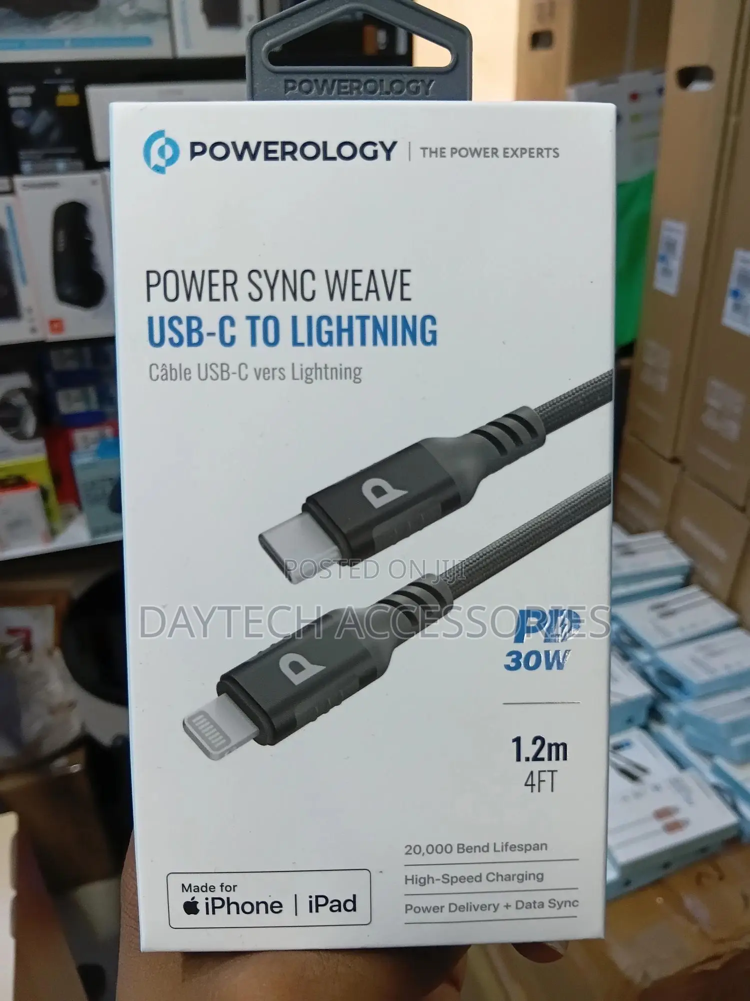 Powerology Power Sync Weave Usb-C to Lightning Head Cable Pd 30w
