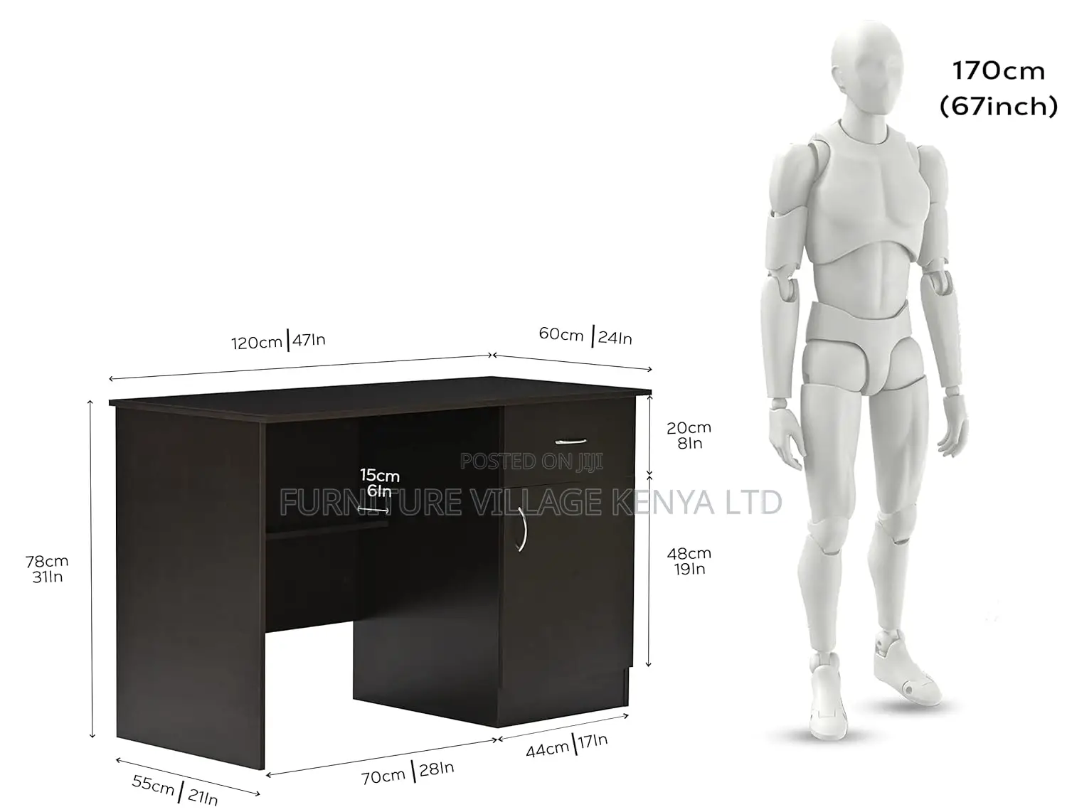 Generic Brown Home Office Computer Desk-120cm