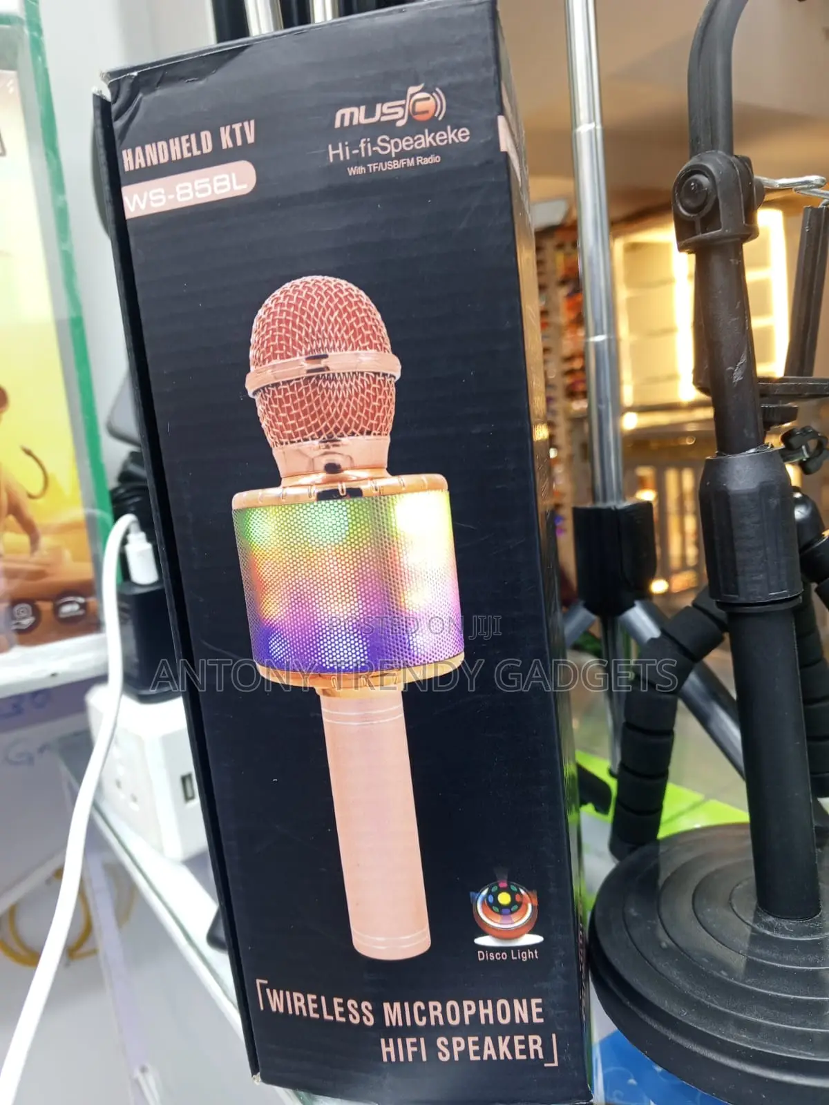 Ws-858l Wireless Karaoke Microphone Echo Speaker Led