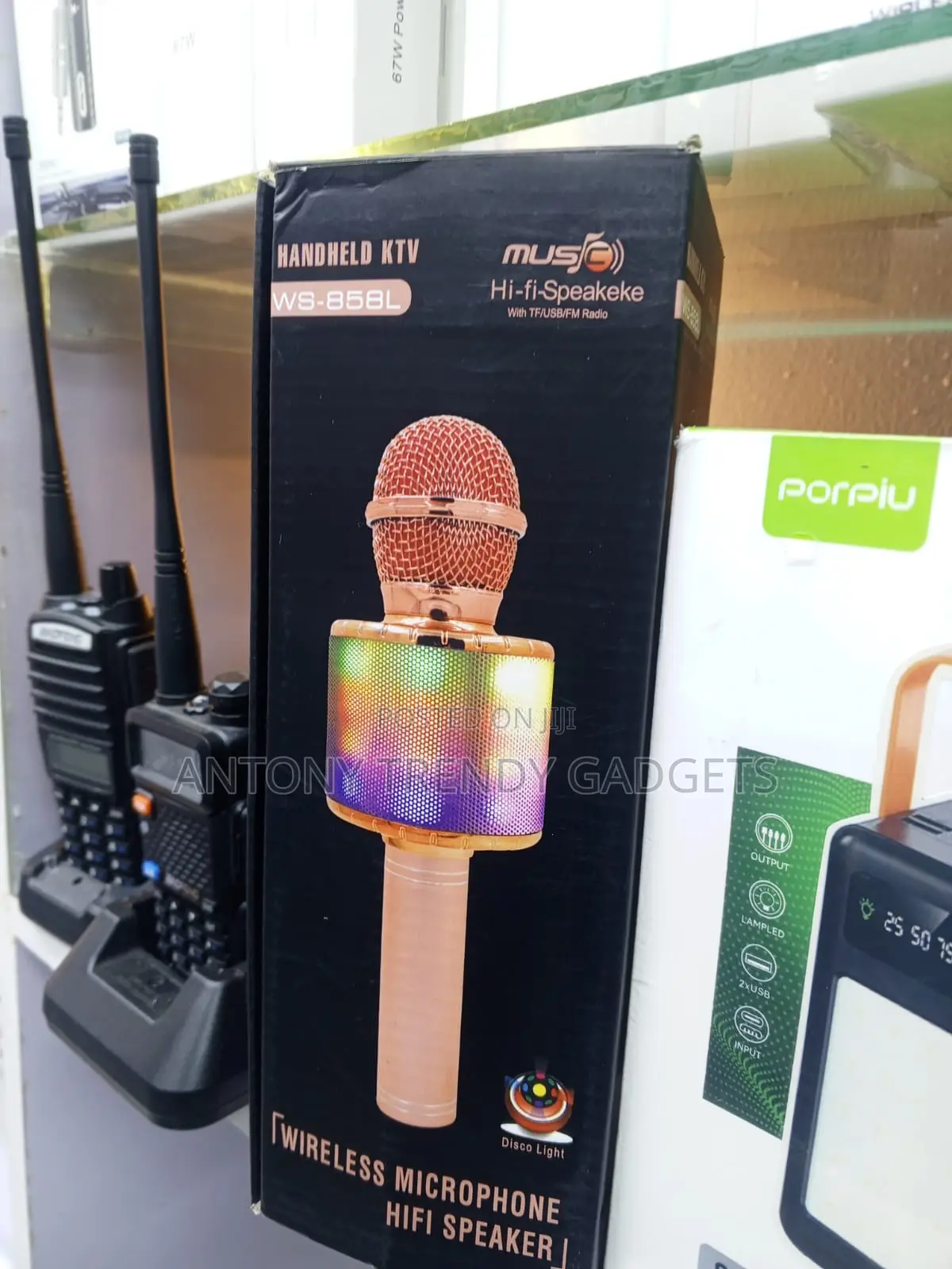 Ws-858l Wireless Karaoke Microphone Echo Speaker Led