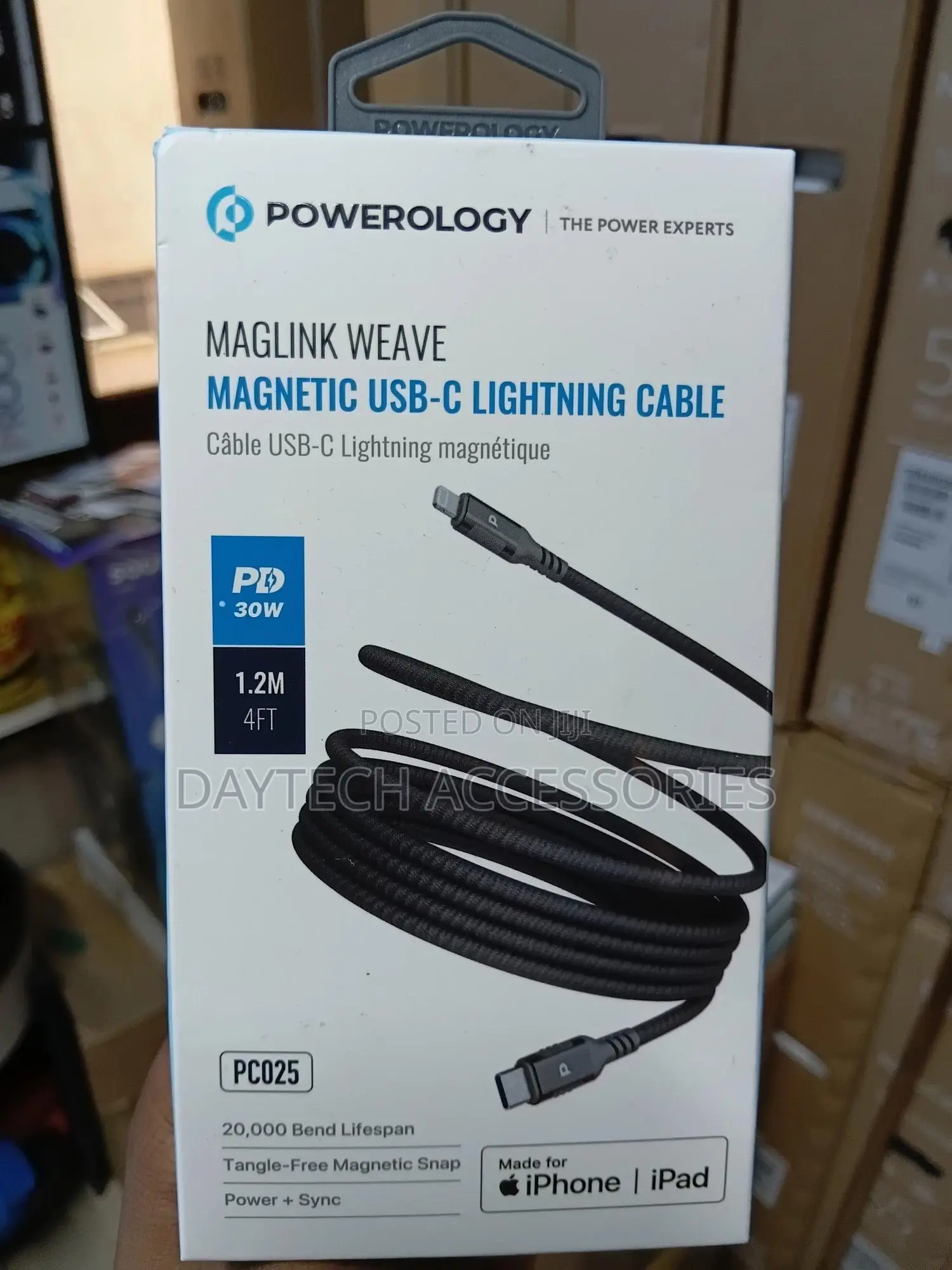 Powerology Maglink Weave Magnetic Pd 30w Usb-C to Lightning 1.2m