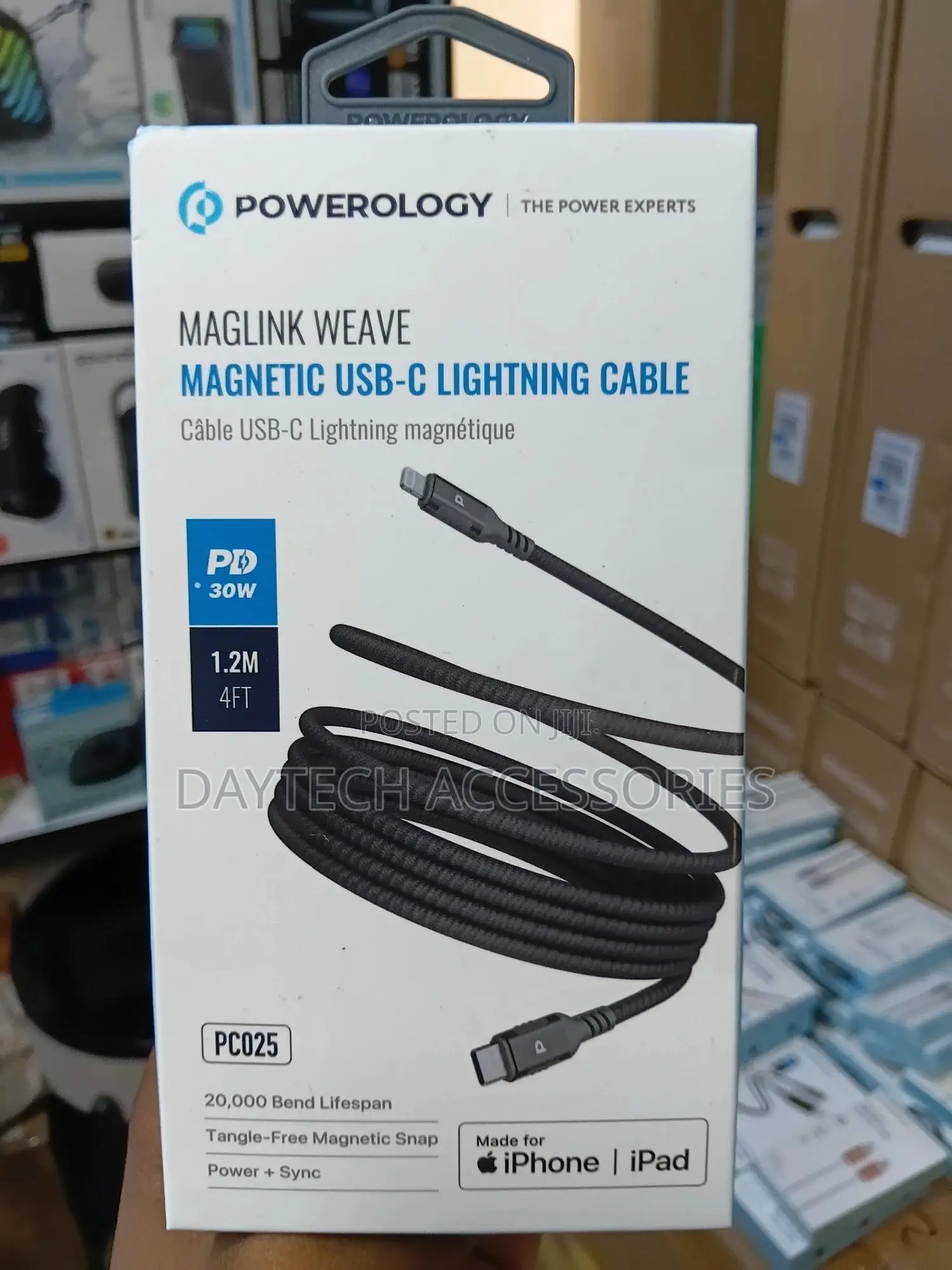 Powerology Maglink Weave Magnetic Pd 30w Usb-C to Lightning 1.2m