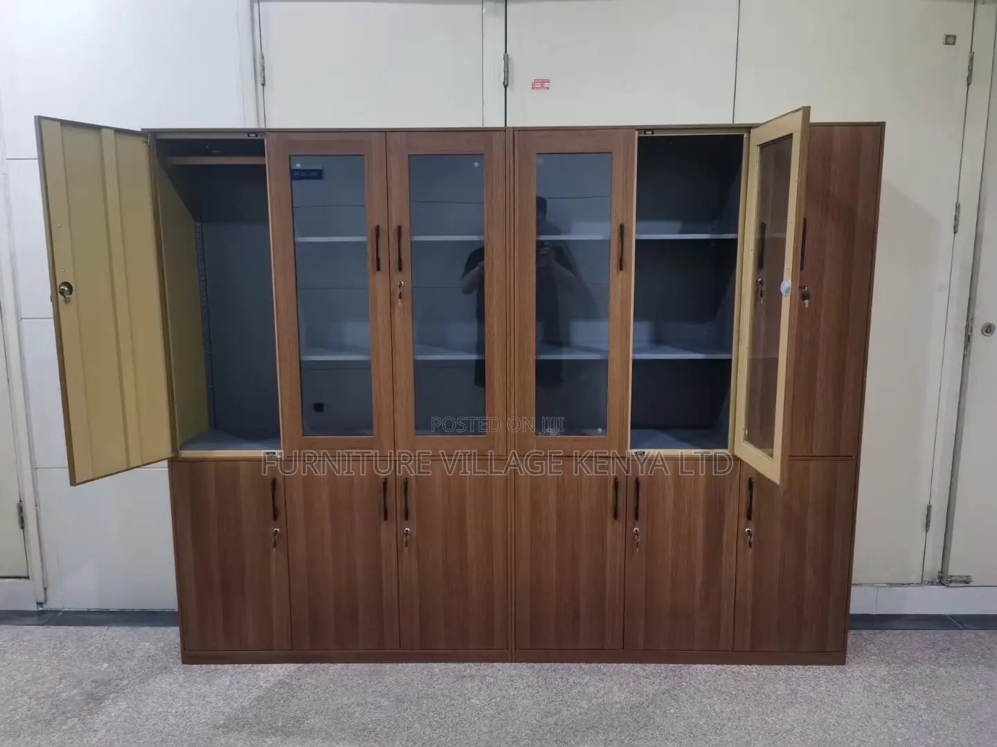 3-Swing Door Half Glass File Storage Cabinet