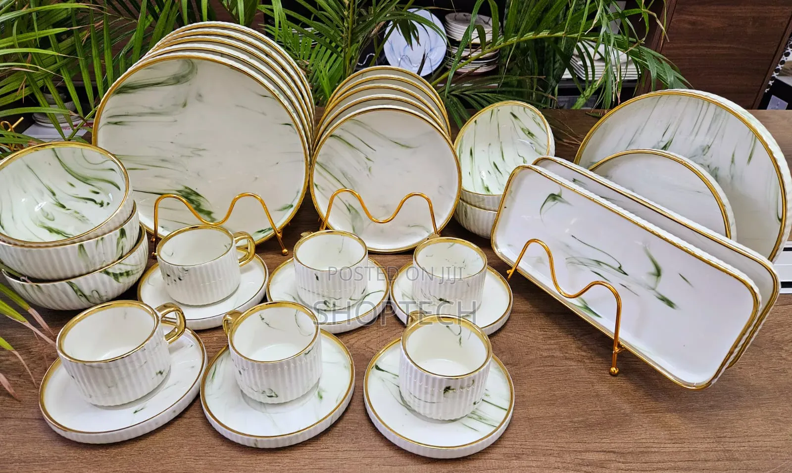 Beautiful 32pcs Dinner Set Dark Green Design