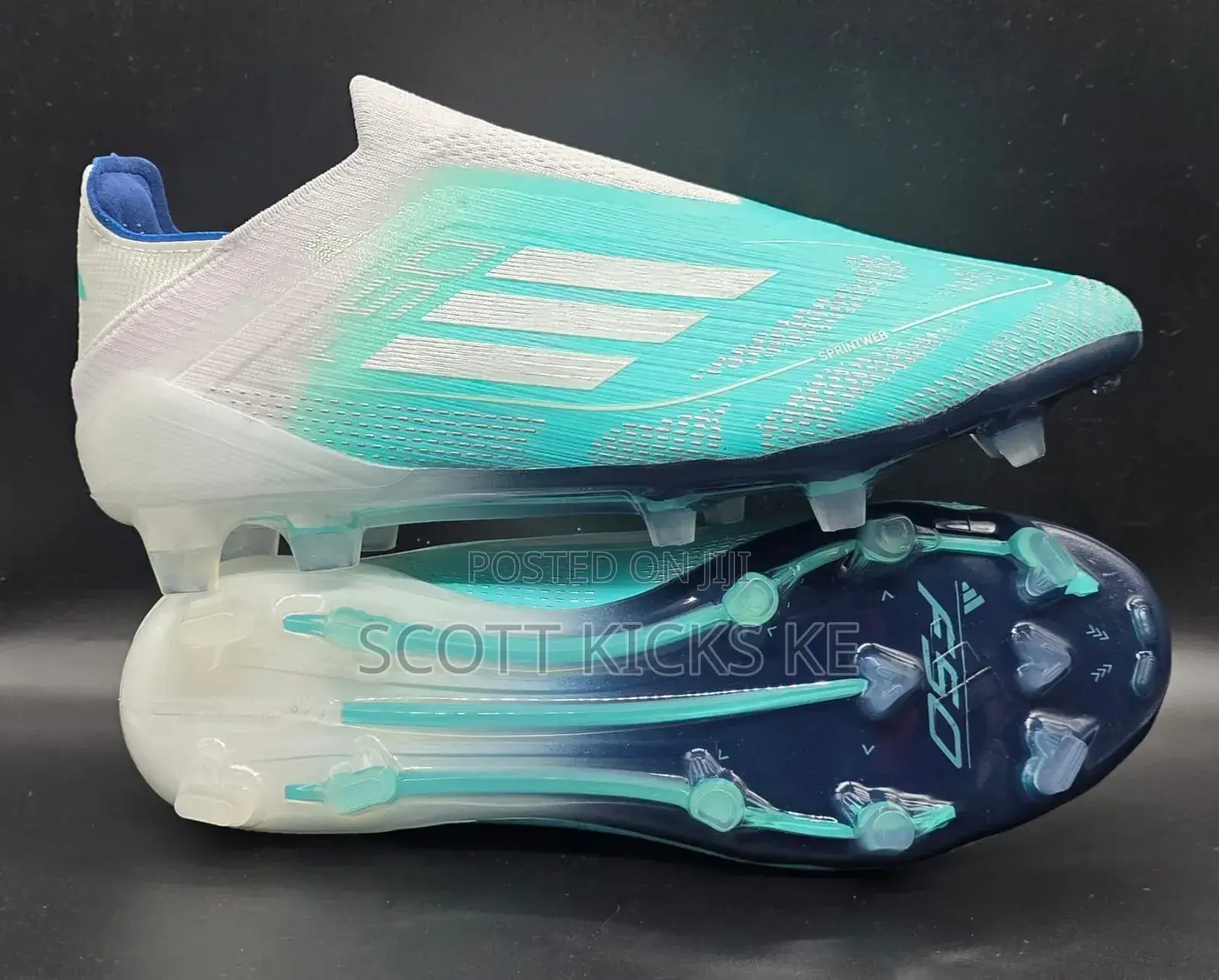 Adidas F50 Elite Laceless Fg - Aqua/White