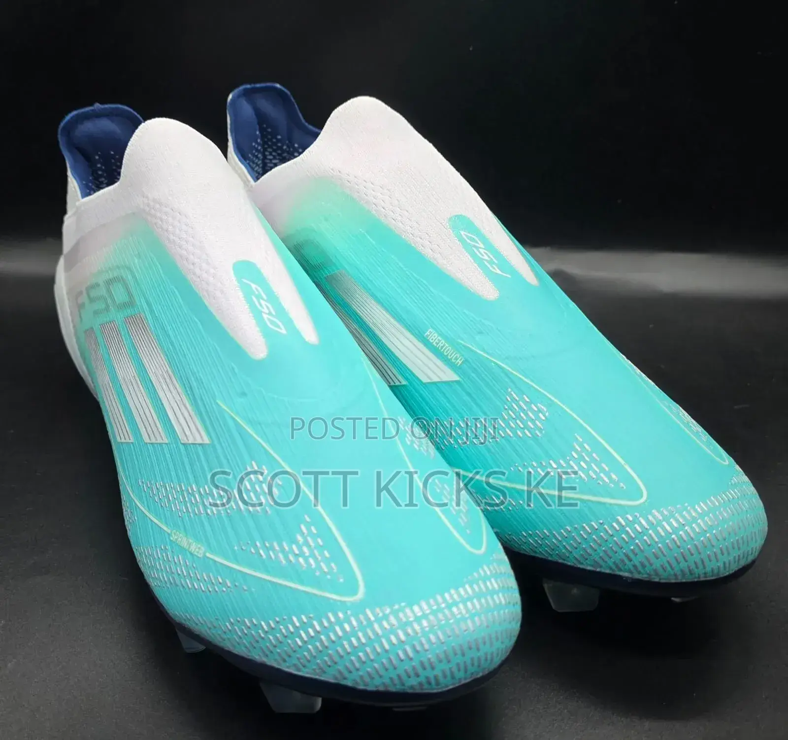 Adidas F50 Elite Laceless Fg - Aqua/White