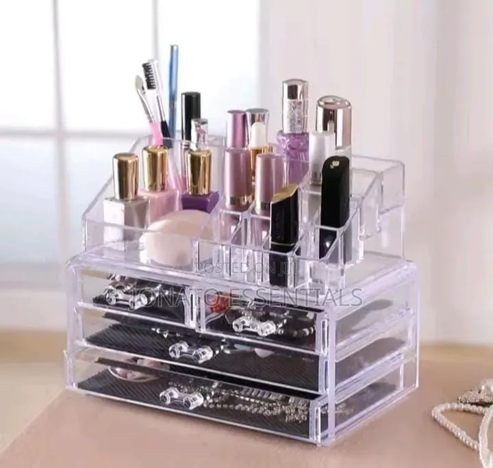 Acrylic Makeup Organizer With Drawers Cosmetic Storage Box