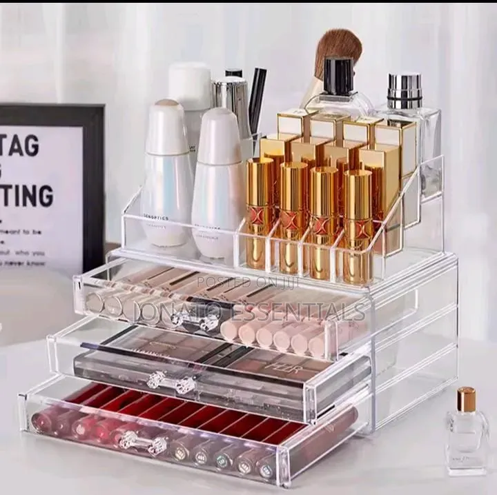 Acrylic Makeup Organizer With Drawers Cosmetic Storage Box