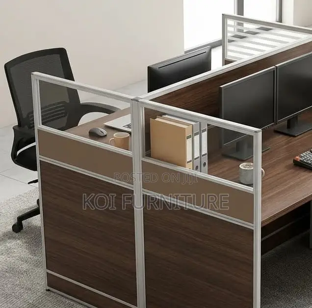 Office Workstation; 2 Seaters Brown MDF Collaborative Station Desk