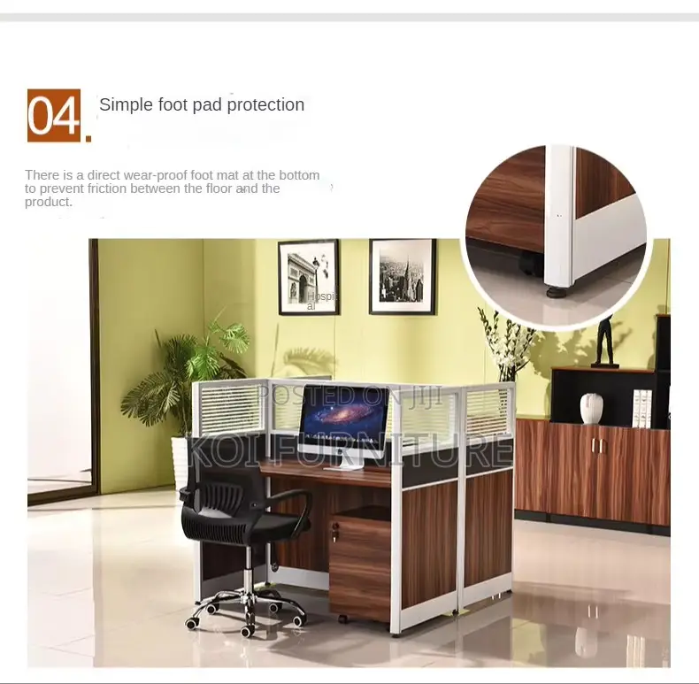 Office Workstation; 2 Seaters Brown MDF Collaborative Station Desk
