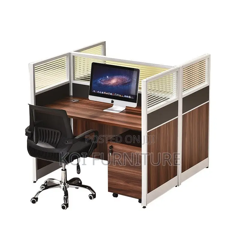Office Workstation; 2 Seaters Brown MDF Collaborative Station Desk