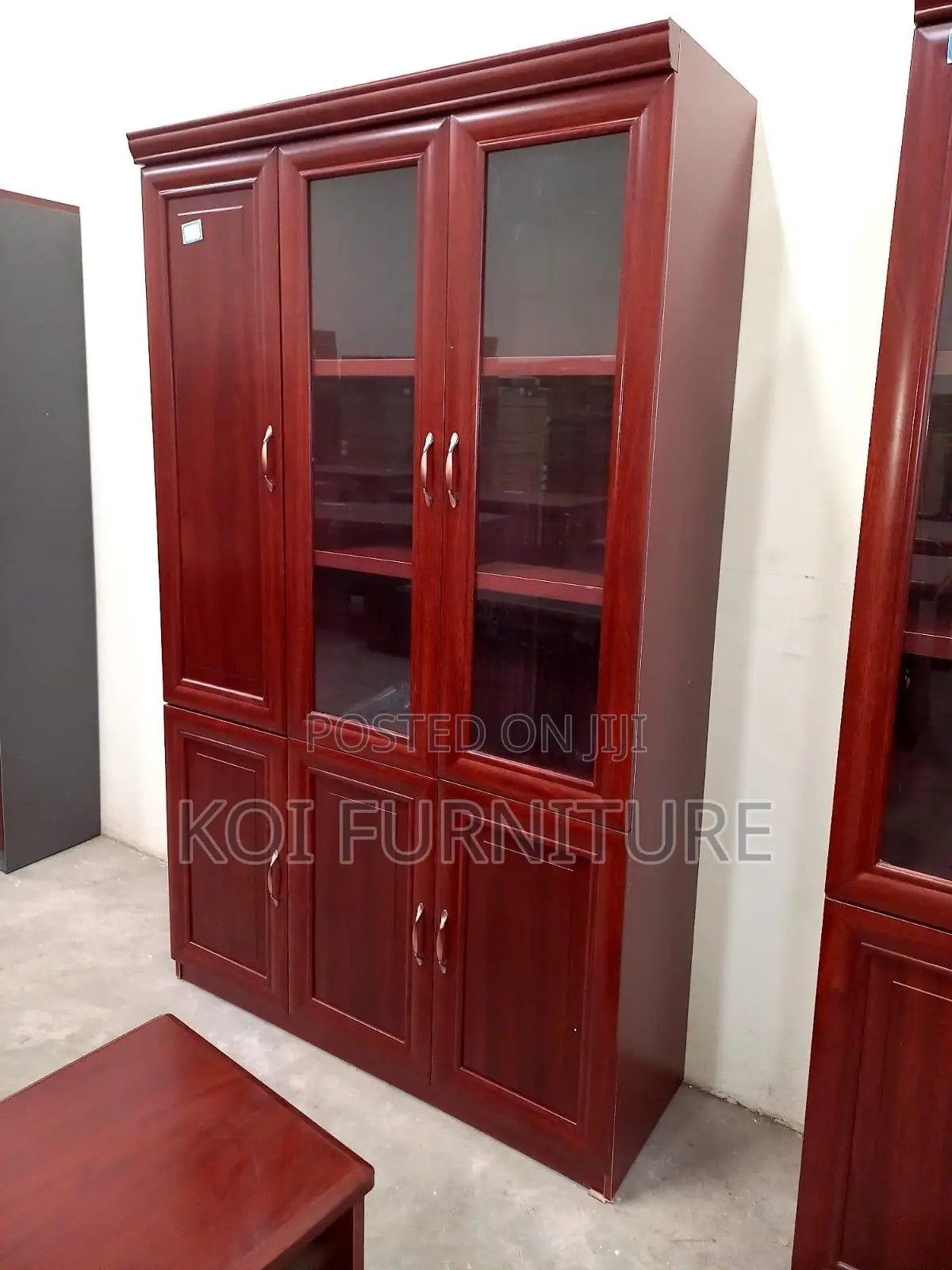 Office Cabinet; Three Doors Wooden Red Executive Cabinet for Doc Store