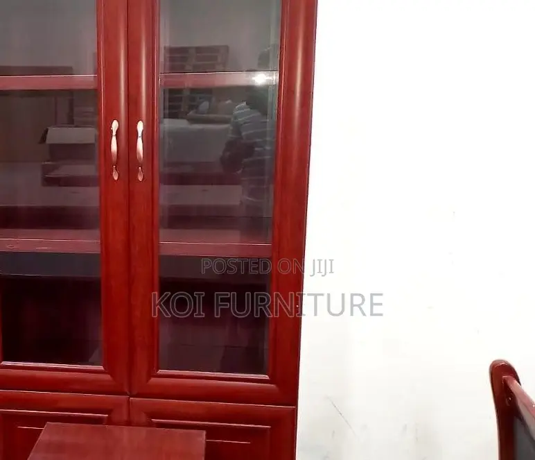 Office Cabinet; Three Doors Wooden Red Executive Cabinet for Doc Store