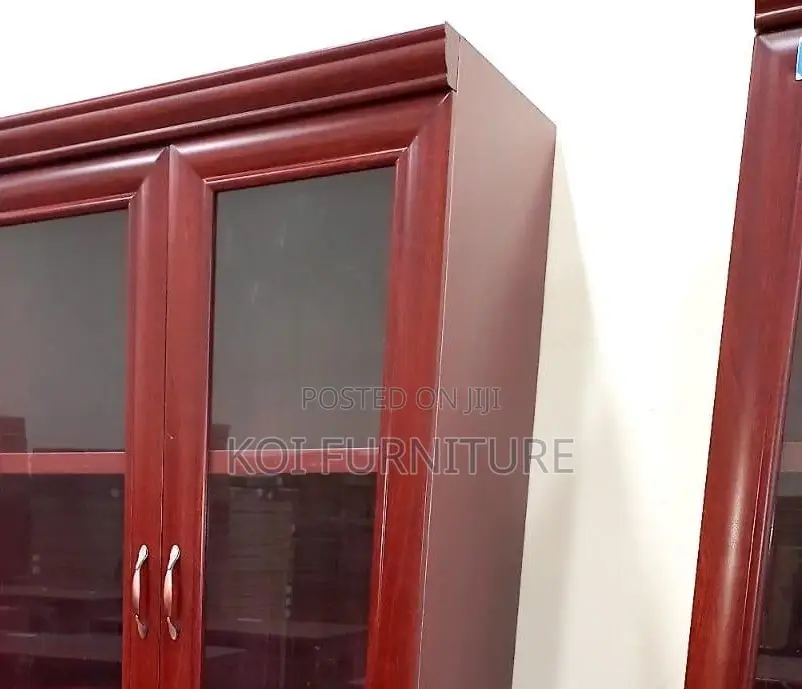 Office Cabinet; Three Doors Wooden Red Executive Cabinet for Doc Store