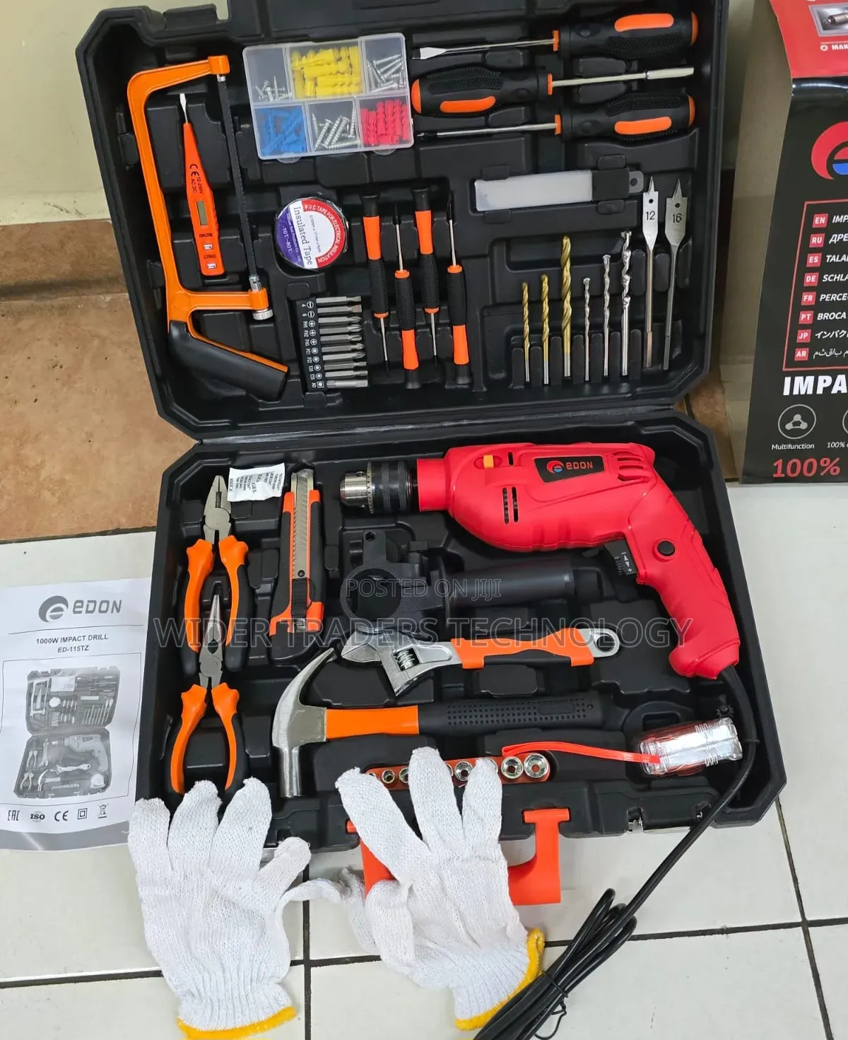 Edon 1000w Electric Drillset 
117pcs Toolset 
Drill Has Hammer