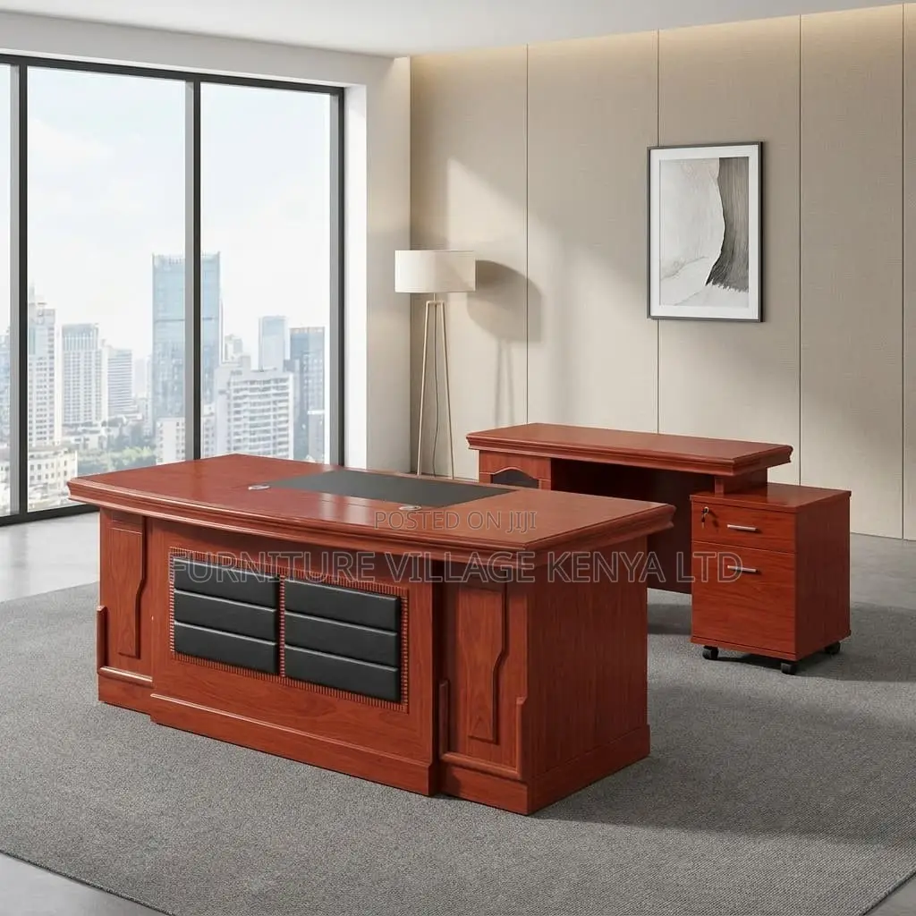 180omm Mahogany Manager's L-Shape Task Desk