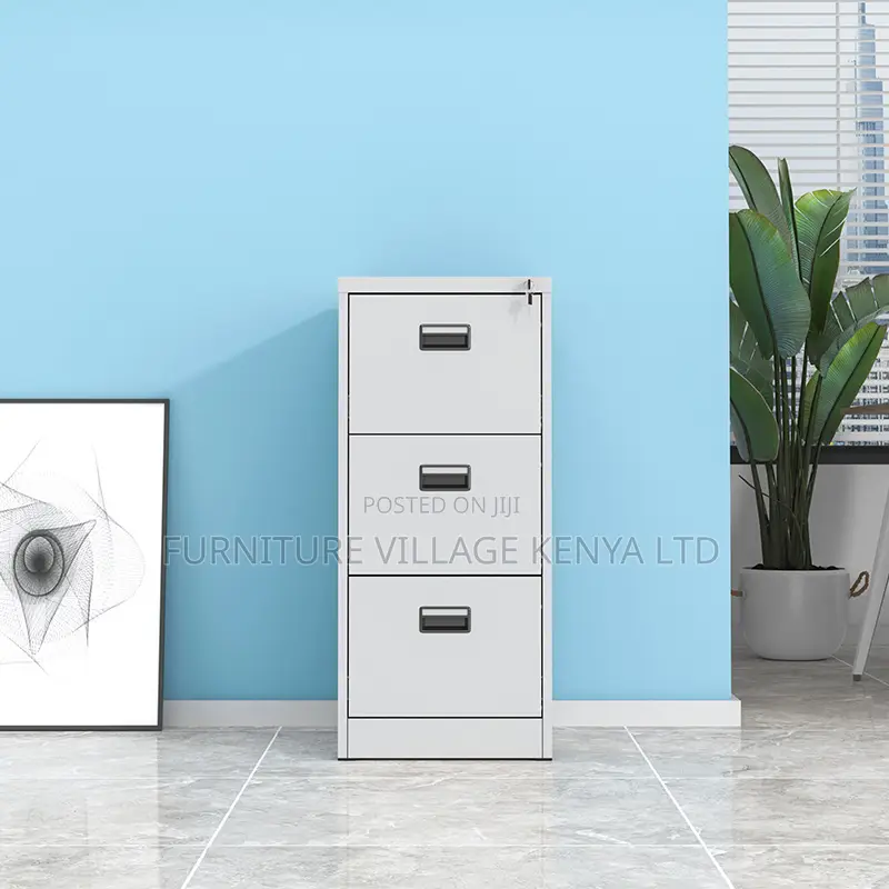 3-Drawer White Office Document Steel Cabinet