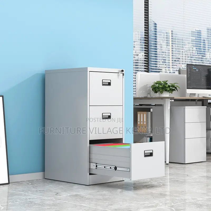 3-Drawer White Office Document Steel Cabinet