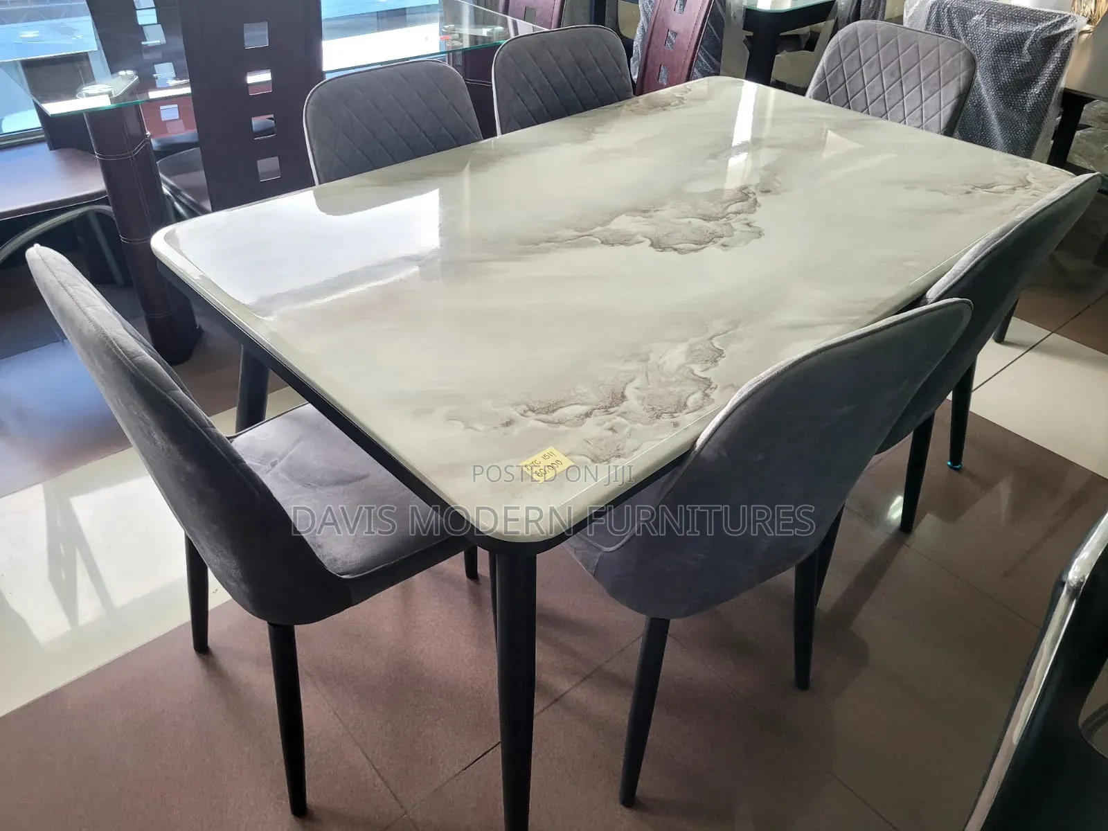 6-Seaters Modern Marble -Top Dinning Set