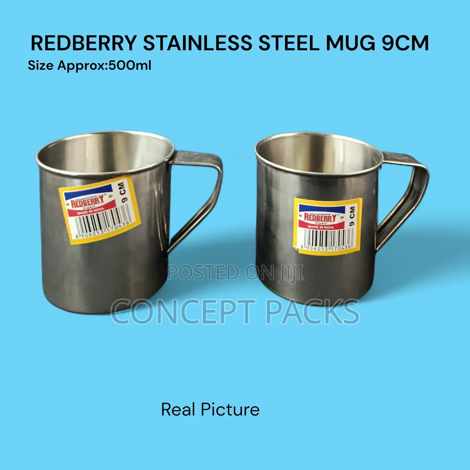 Redberry Stainless Steel Mug – 9cm (500ml)