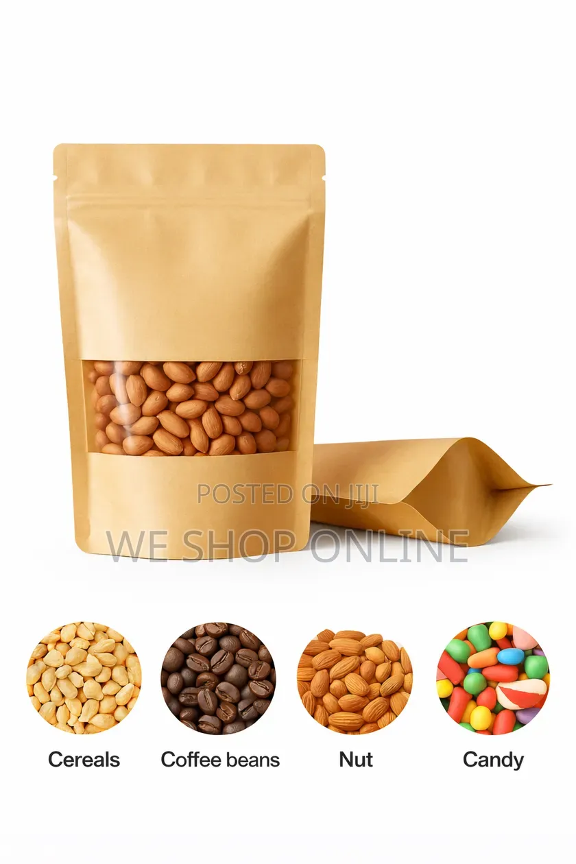 25*35cm, 50pcs Kraft Pouch Bags White And Brown