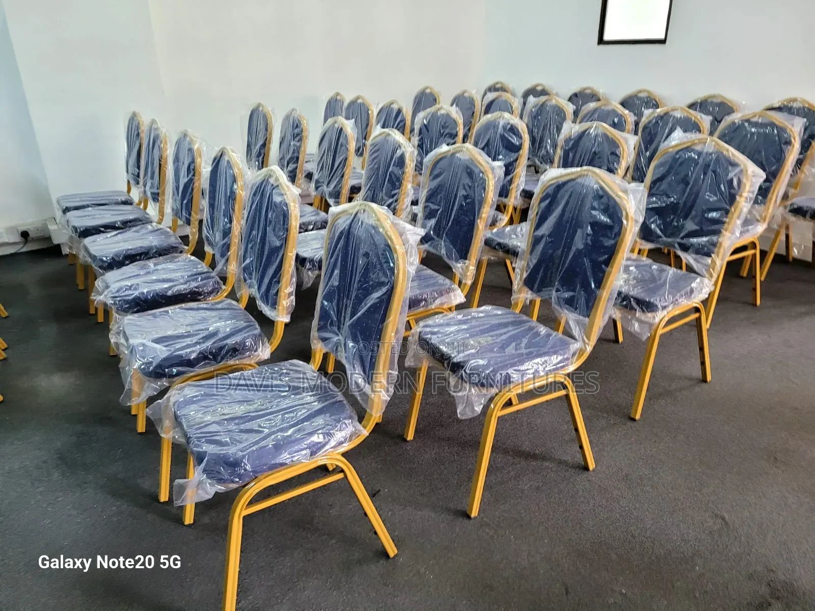 Nevy Blue Fabric Upholstery Padded Seat
