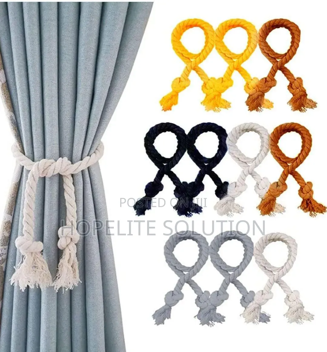 2 Pack Curtain Tiebacks Rope, Outdoor Curtain Tiebacks,