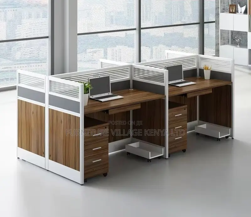 Brown 4-Way Modern Modular Workstation