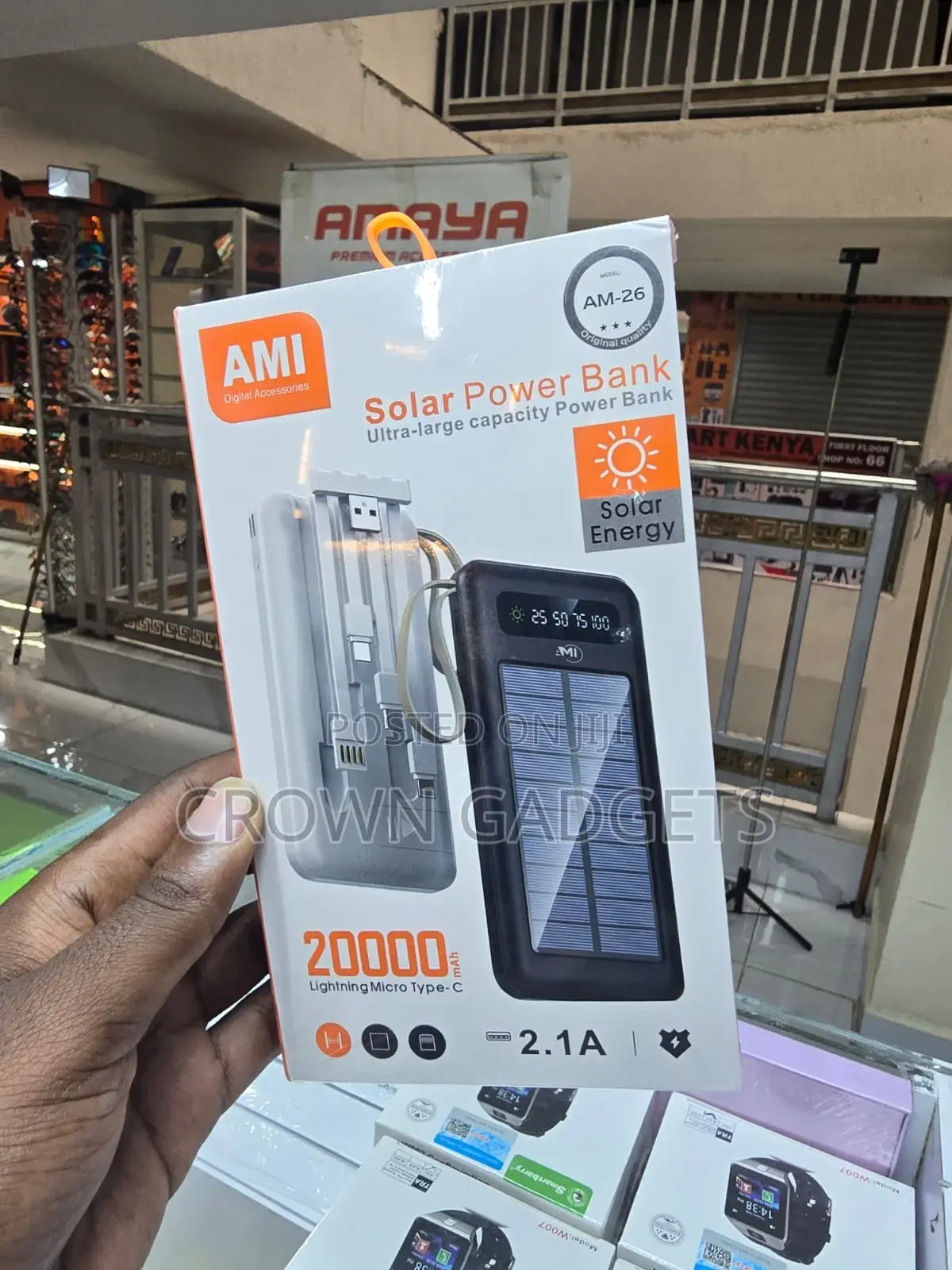 Ami Am-26 20000mah Solar Power Bank Fast Charging 2.1a