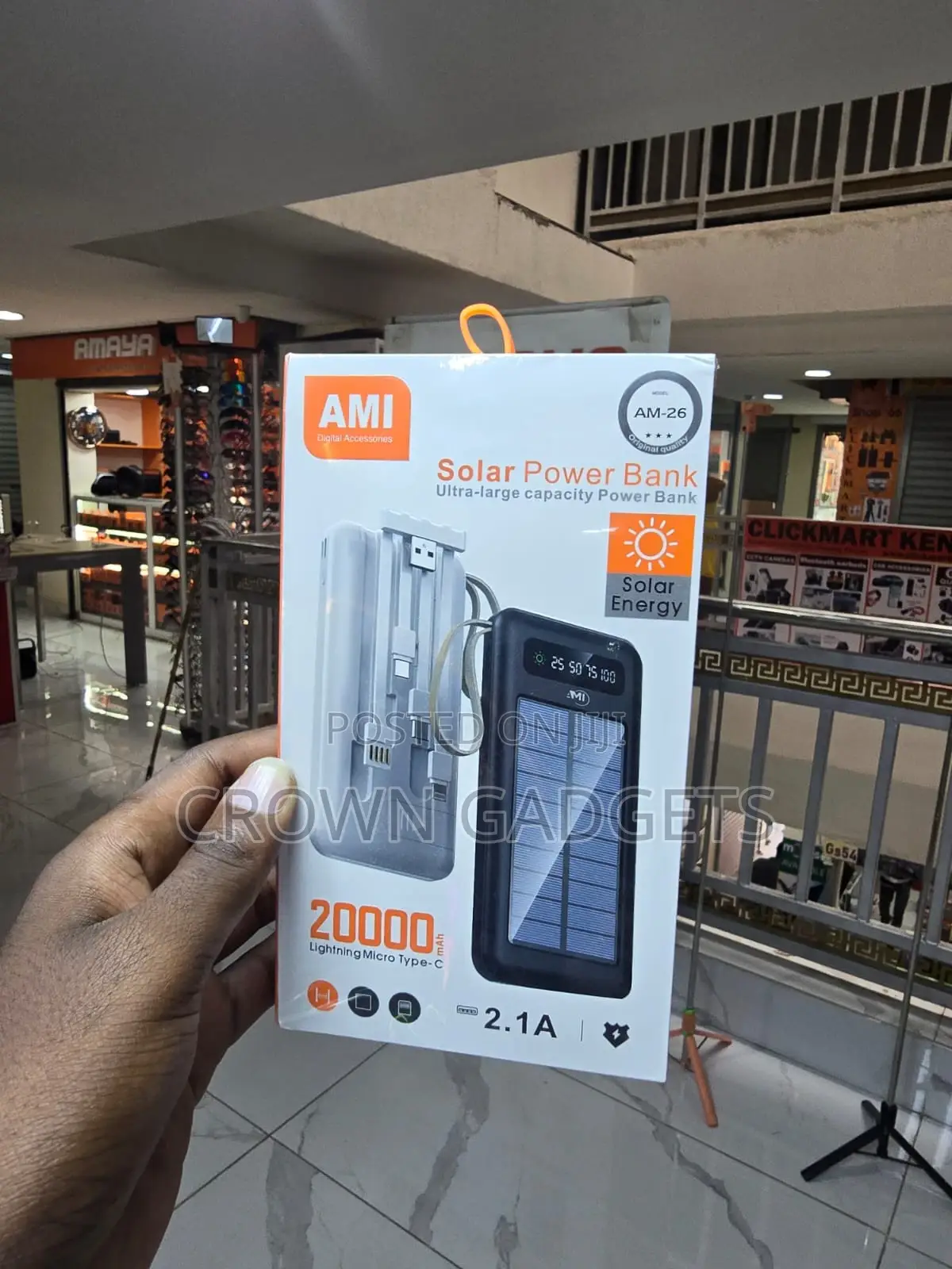 Ami Am-26 20000mah Solar Power Bank Fast Charging 2.1a