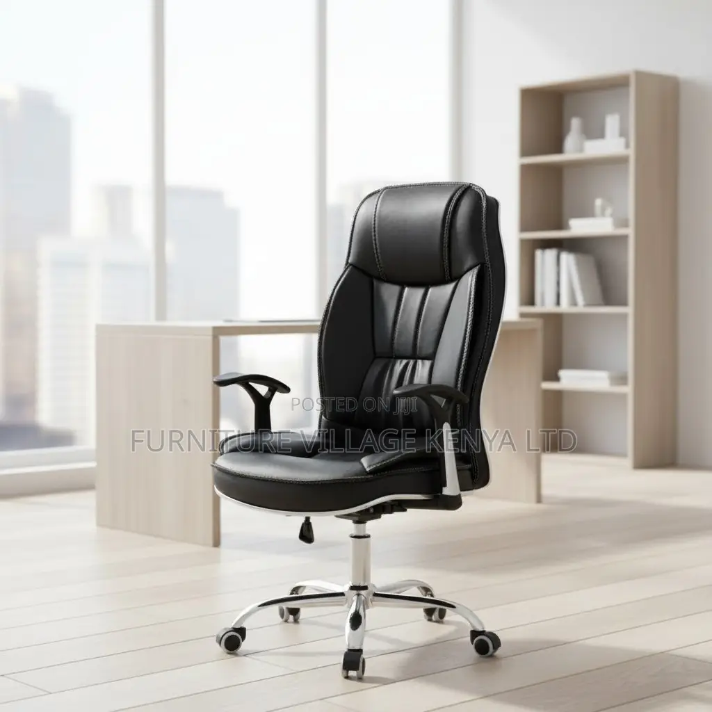 Executive Black Leather Generic Home Desk Seat