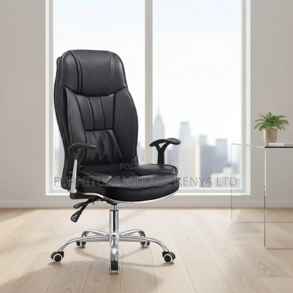 Executive Black Leather Generic Home Desk Seat