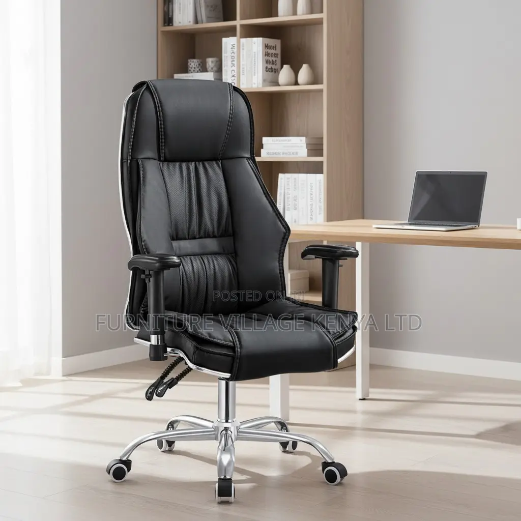 Executive Black Leather Generic Home Desk Seat