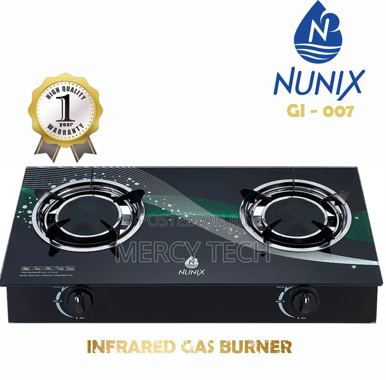 Nunix 2-Burner Infrared Gas Hob(Gi-007)