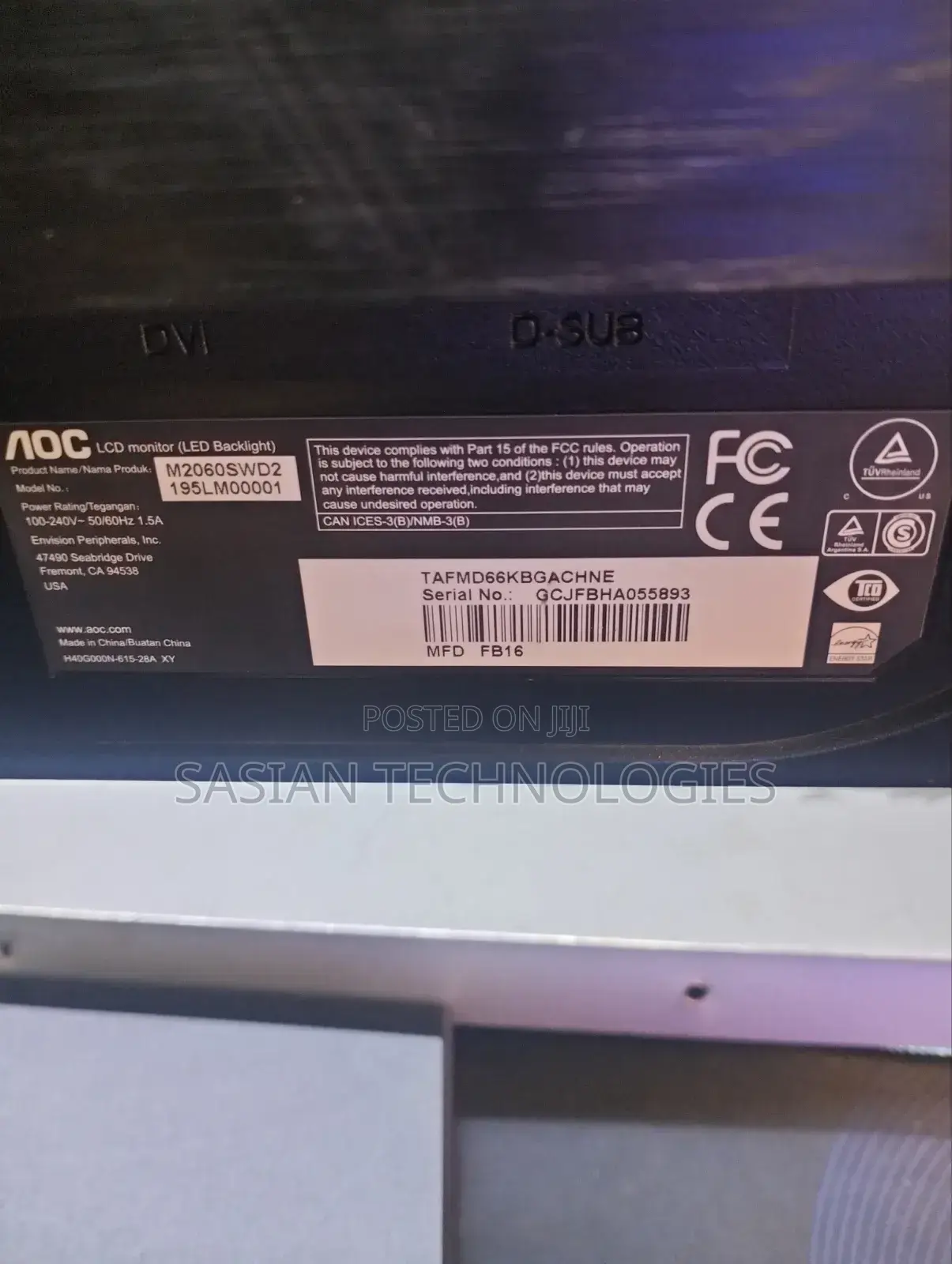 Aoc LCD 19 Inches Wide Monitor