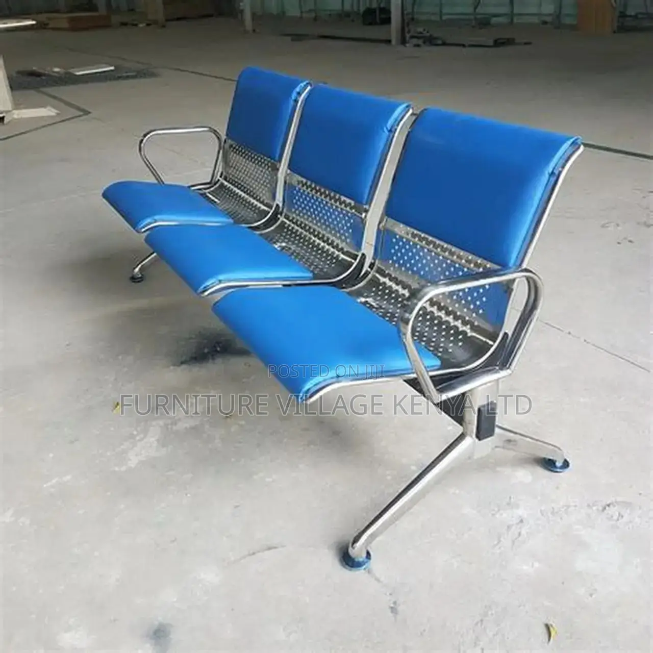 Blue Semi Padded Reception Guest Bench
