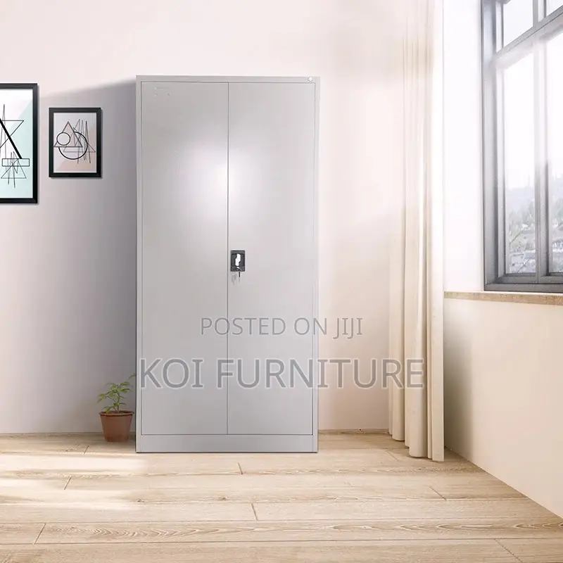Office Cabinet; Mobix 2 Doors Steel Grey Cabinet With Shelves