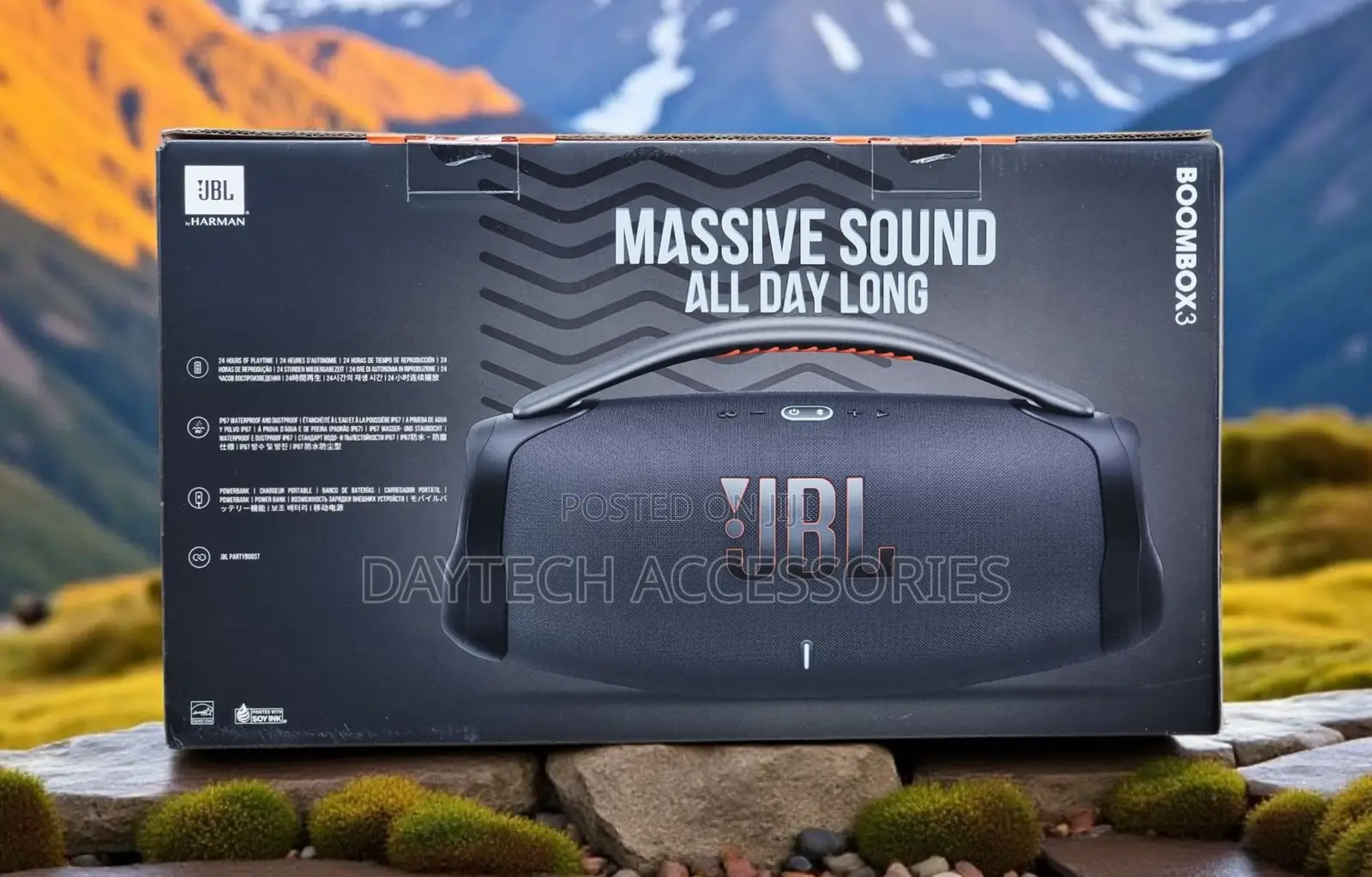 This Is a JBL Boombox 3 Portable Bluetooth Speaker in Black.