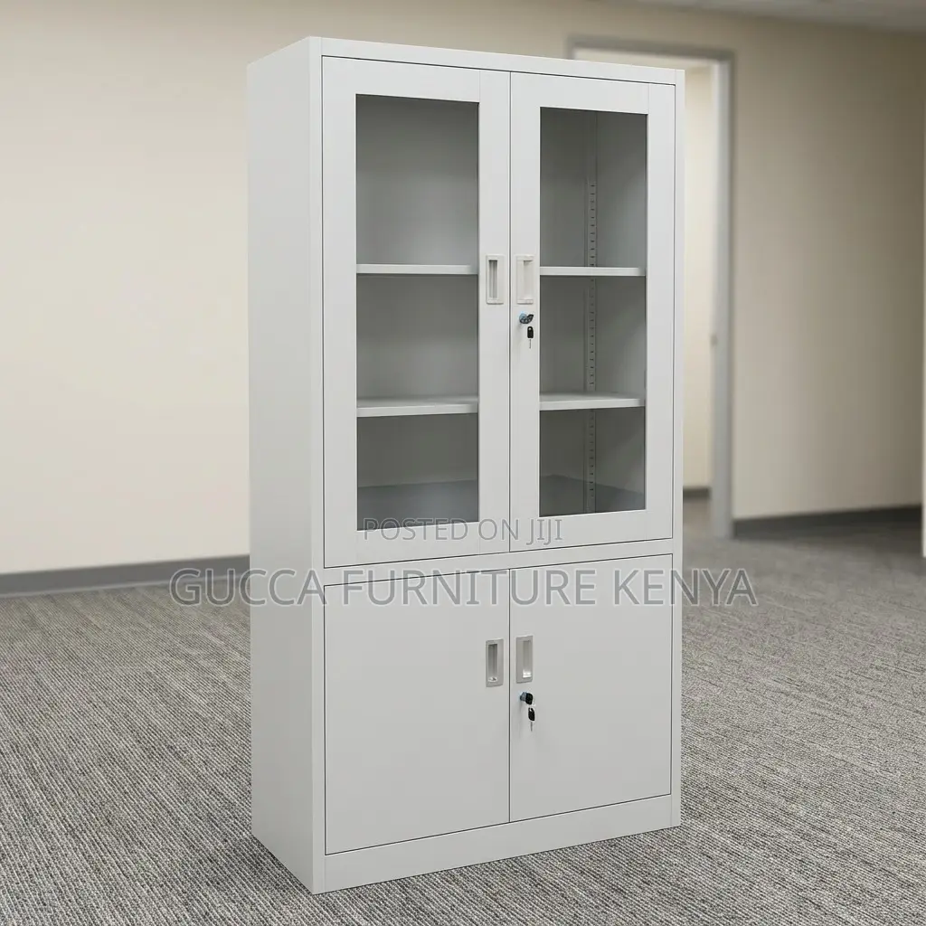 2-Door Half Glass Storage Document Cabinet