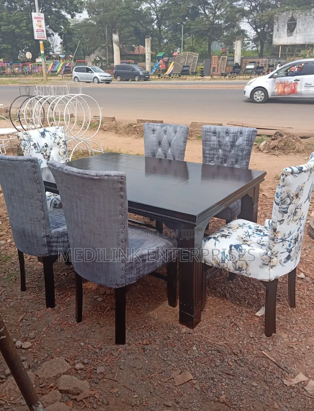 6-Seater Upholstered Dinning Table Set