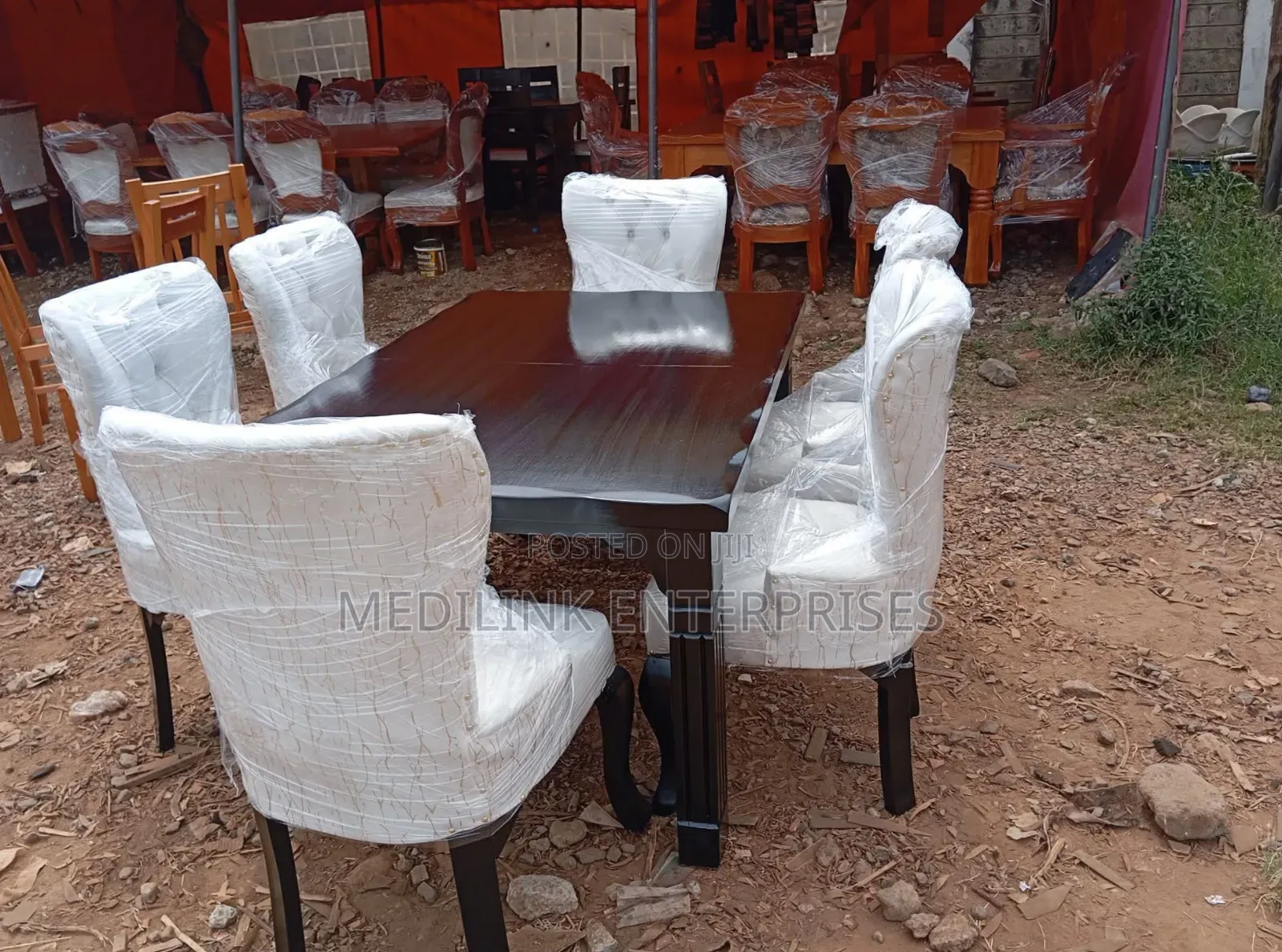 Upholstered 6 Seater Dinning Carts Dinner Table Set