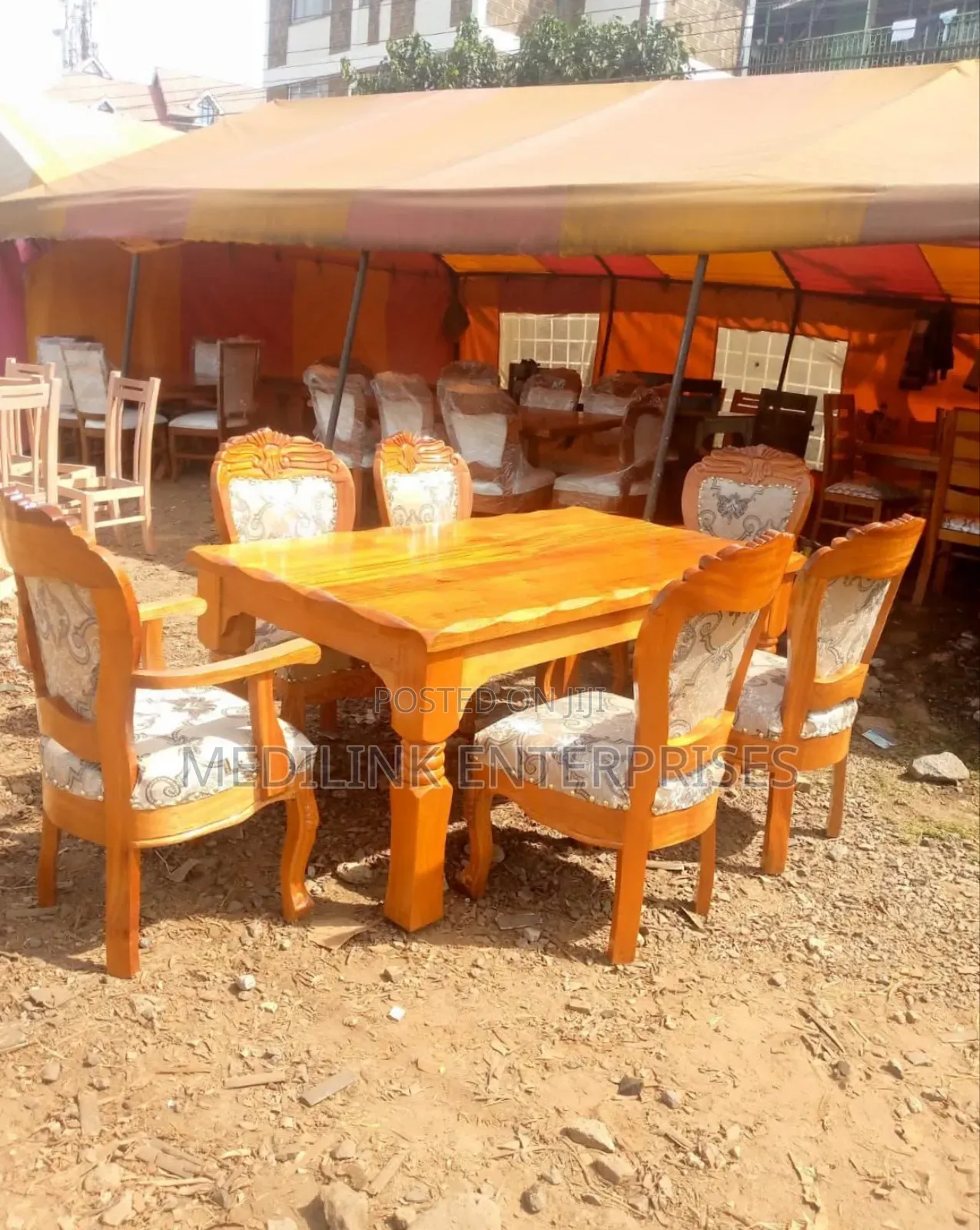 Modern Antique Cleanline Mahogany 6 Seater Dinning Table Set