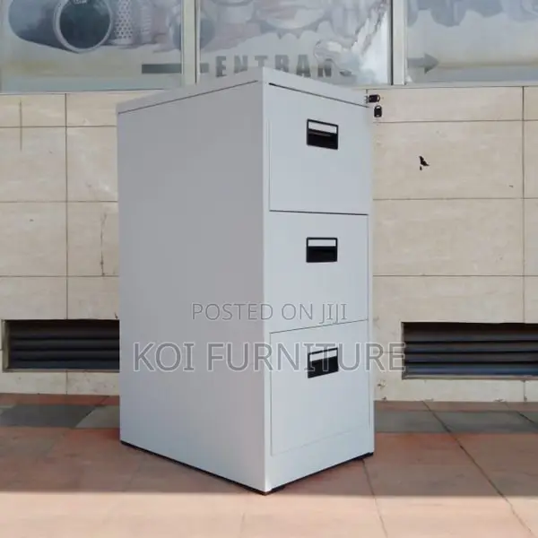 Office Cabinet : Gray 3-Drawer Metallic Filing Cabinet,