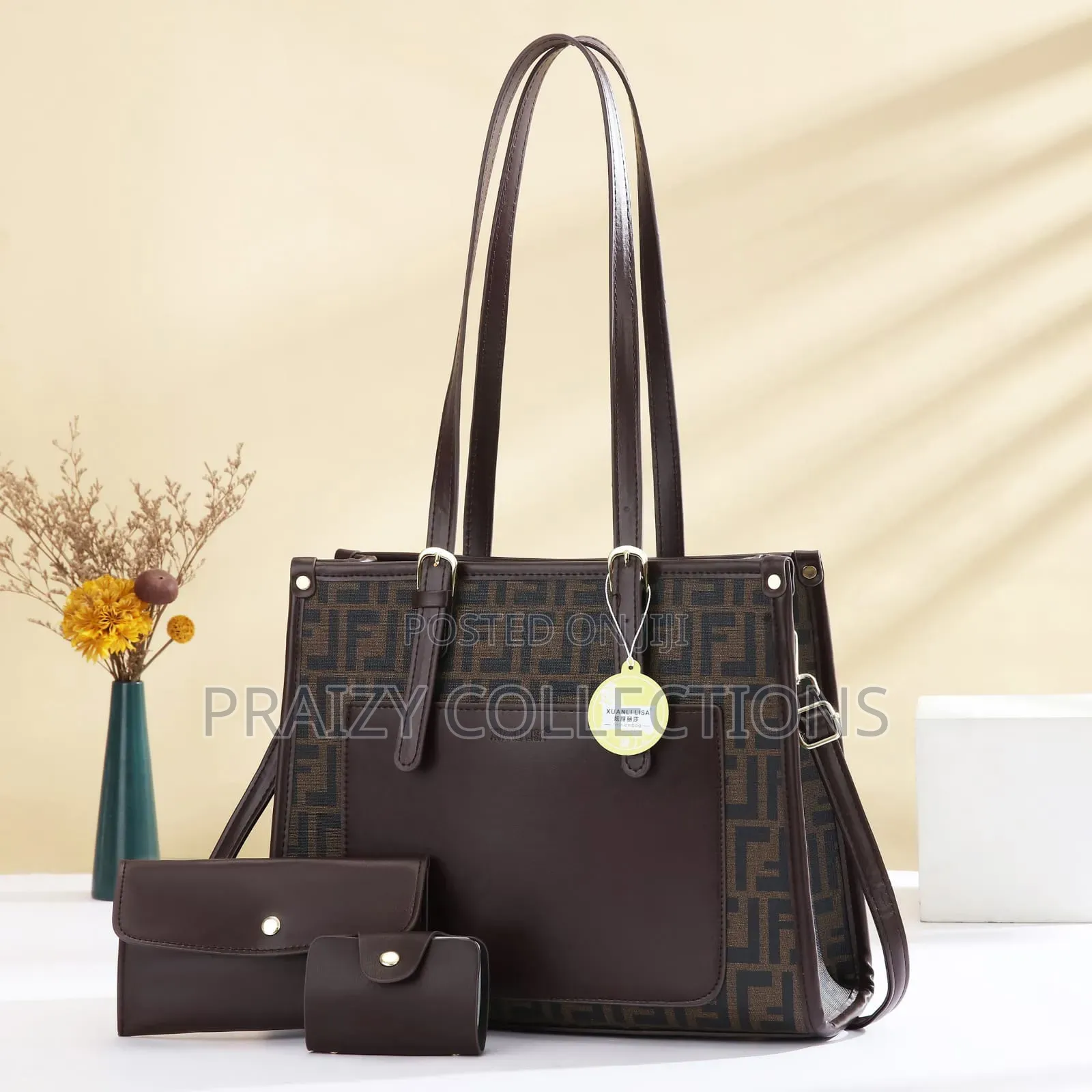 3 in 1 Grid Handbag With Long Handle