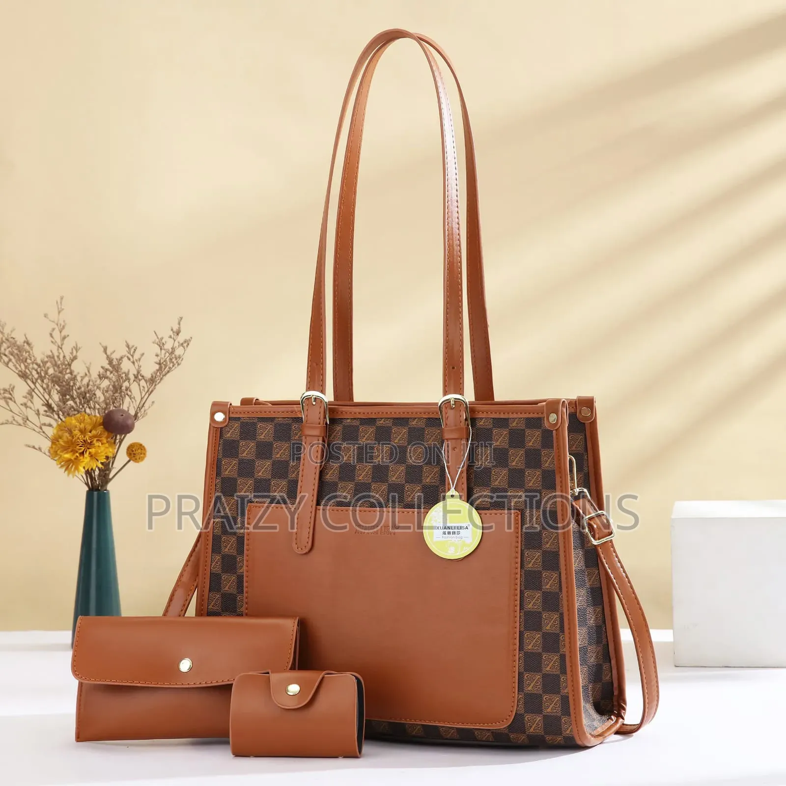 3 in 1 Grid Handbag With Long Handle