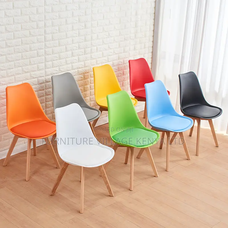 Armless Eames Leather Padded Dining Chair