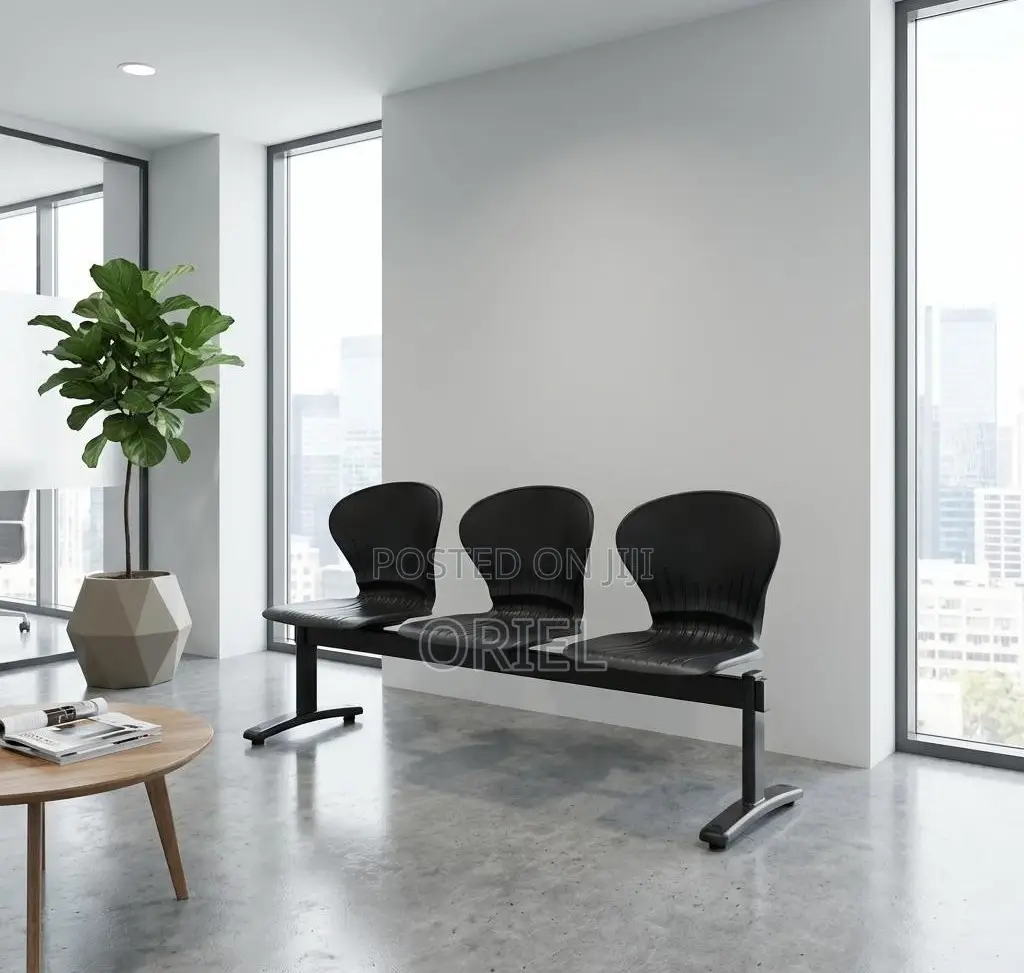 Office Bench : 3-Seater Plastic Lobby Waiting Area Bench